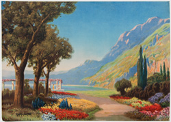 vintage calendar art with cottages, cabins, etc. circa 1930s-1940s